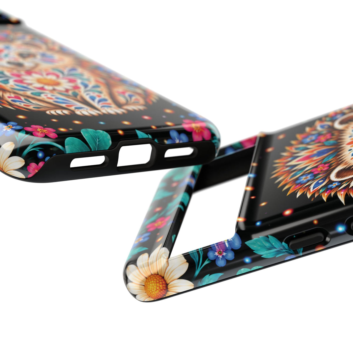 Vibrant Orange and Turquoise Calavera Hedgehog Phone Case - Multicolor Phone Case