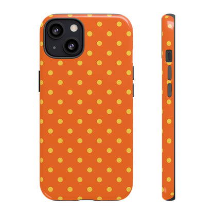 iPhone 13 / Glossy Phone Case - Trendy Orange & Yellow Dot Pattern Phone Case