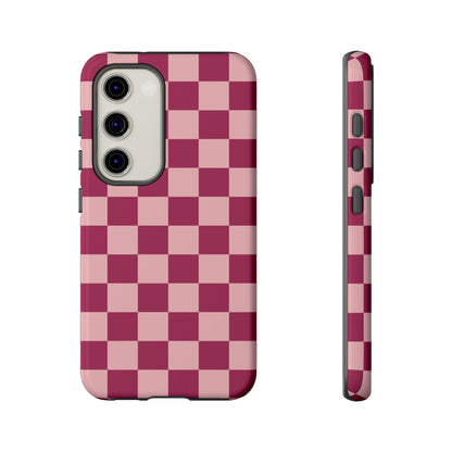 Samsung Galaxy S23 / Glossy Phone Case - ’Pink Checkered Pattern’ Phone Case