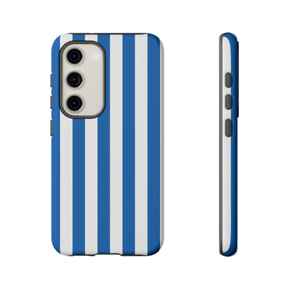 Samsung Galaxy S23 / Glossy Phone Case - Simple Light Blue & White Stripe Pattern Phone Case