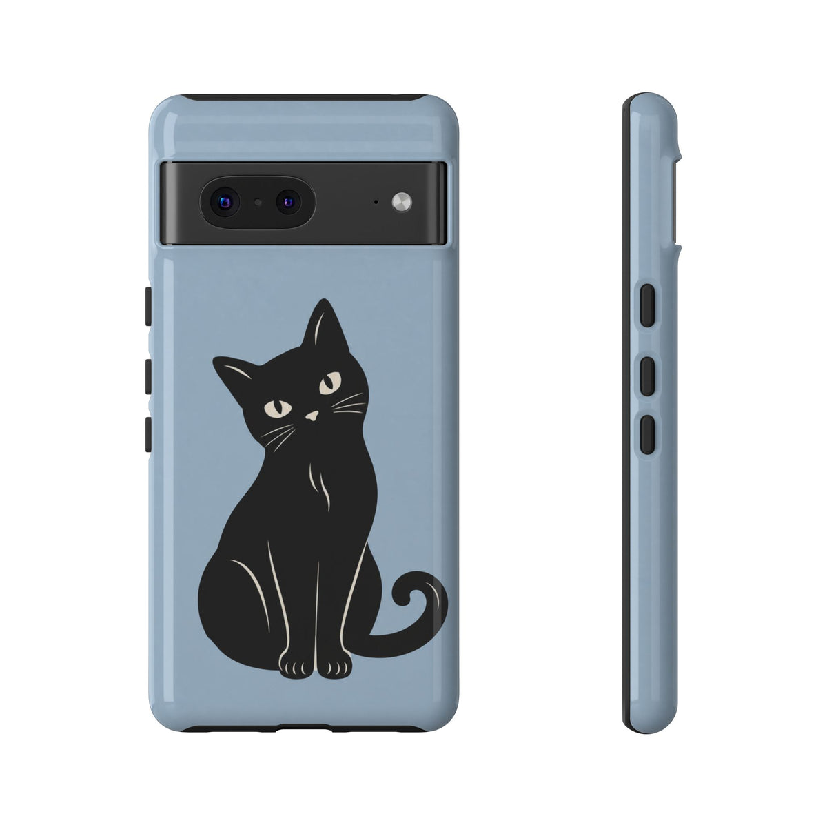 Minimalist Powder Blue & Black Cat Phone Case