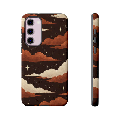 Illustrated Burnt Orange Clouds & Stars Phone Case