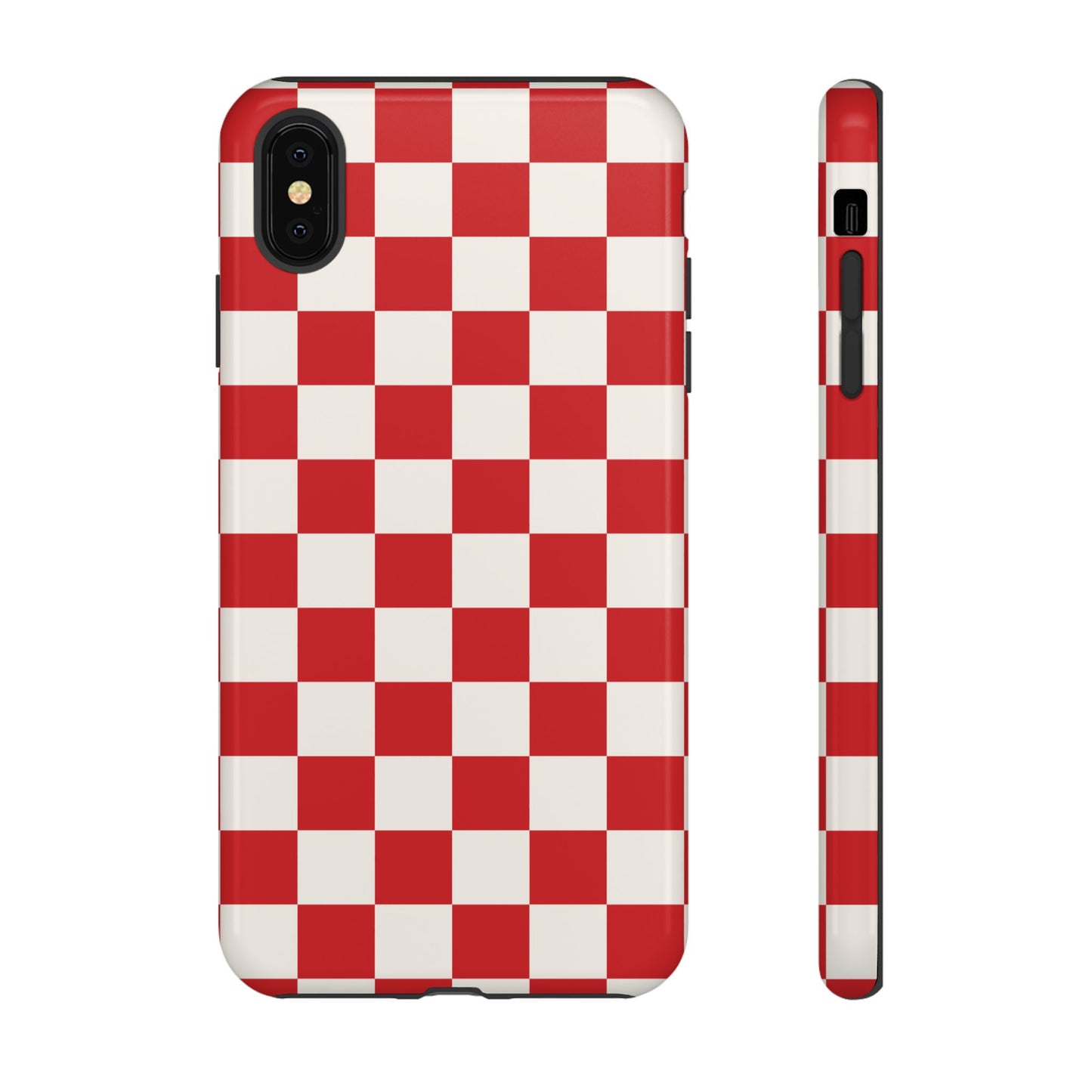 iPhone XS MAX / Glossy Phone Case - ’Red Checkered Pattern’ Phone Case