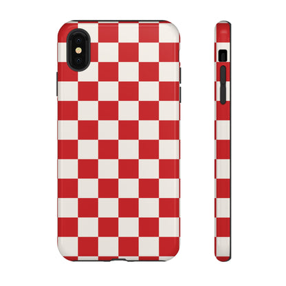 iPhone XS MAX / Glossy Phone Case - ’Red Checkered Pattern’ Phone Case