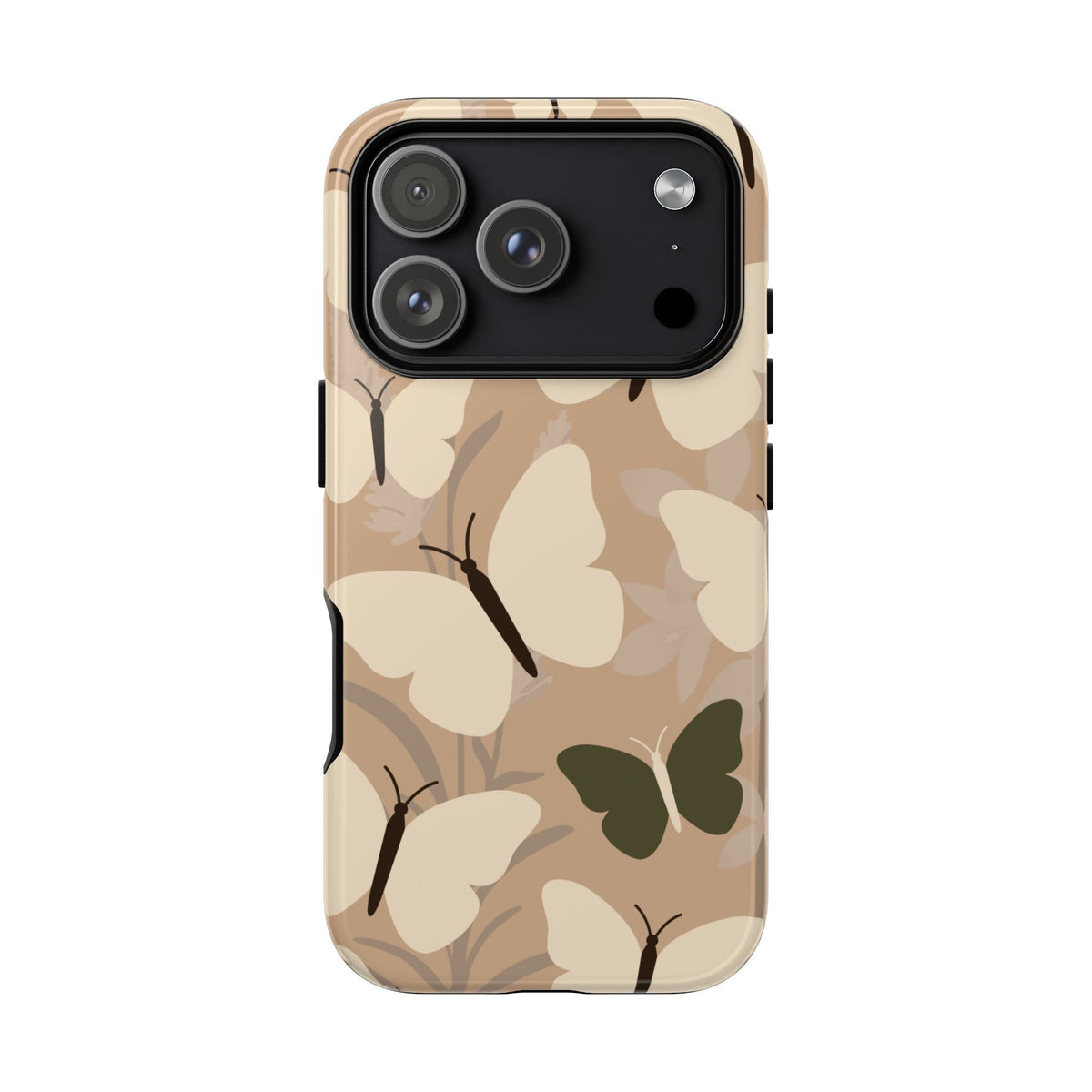 Minimalist Beige Butterfly Pattern Phone Case - Beige Phone Case - iPhone 17 Pro / Glossy