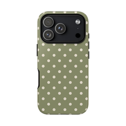 iPhone 17 Pro / Glossy Phone Case - ’Green & White Dot Pattern’ Phone Case