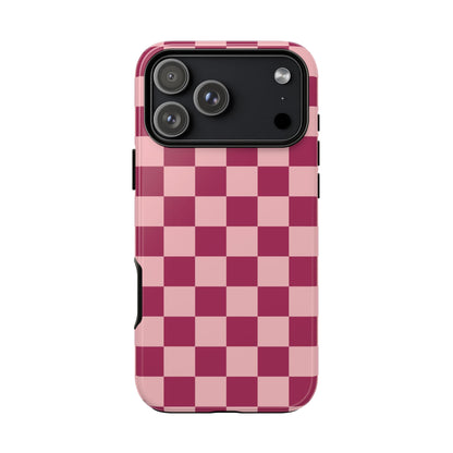 iPhone 17 Pro Max / Glossy Phone Case - ’Pink Checkered Pattern’ Phone Case