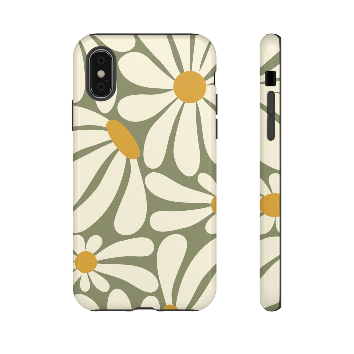 Retro Green Daisy Pattern #1 Phone Case - Green Phone Case - iPhone XS / Glossy