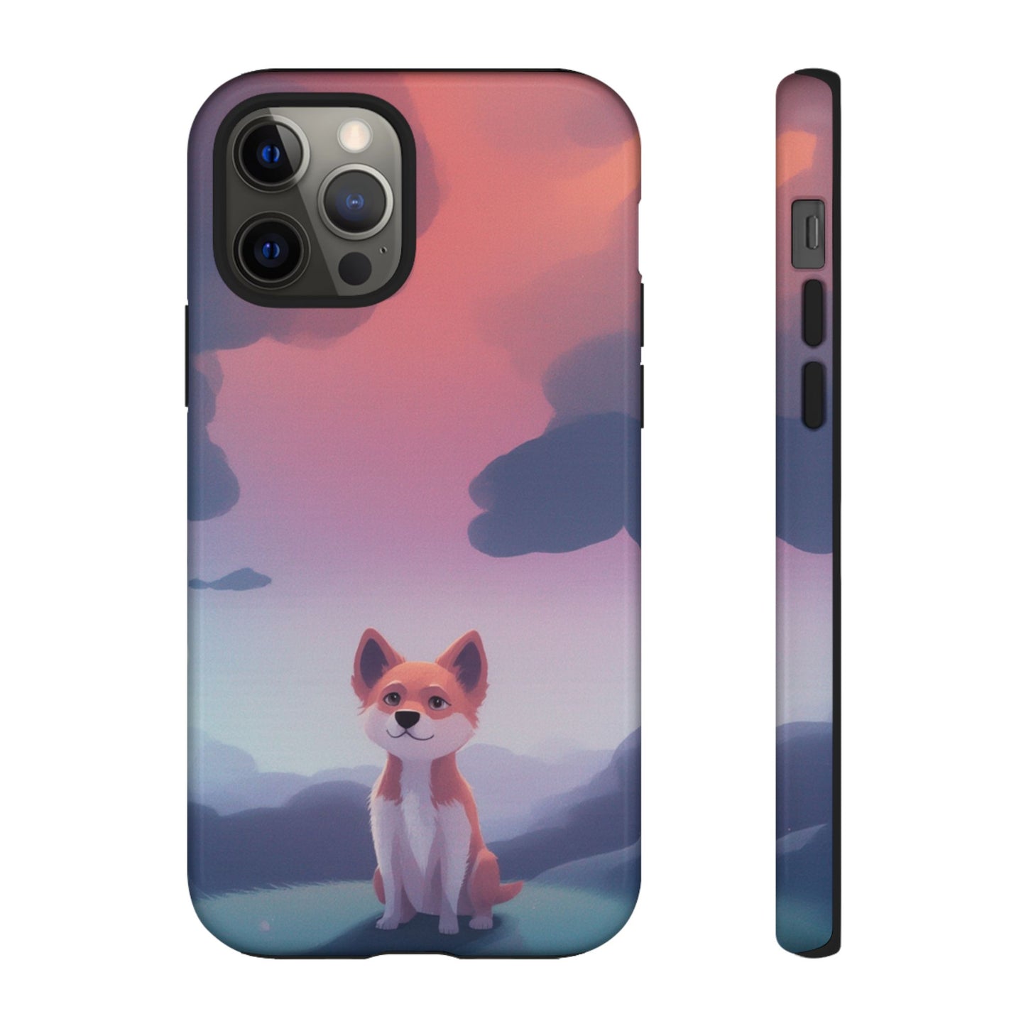 iPhone 12 Pro / Glossy Phone Case - Cute Dog & Cloud Design Phone Case