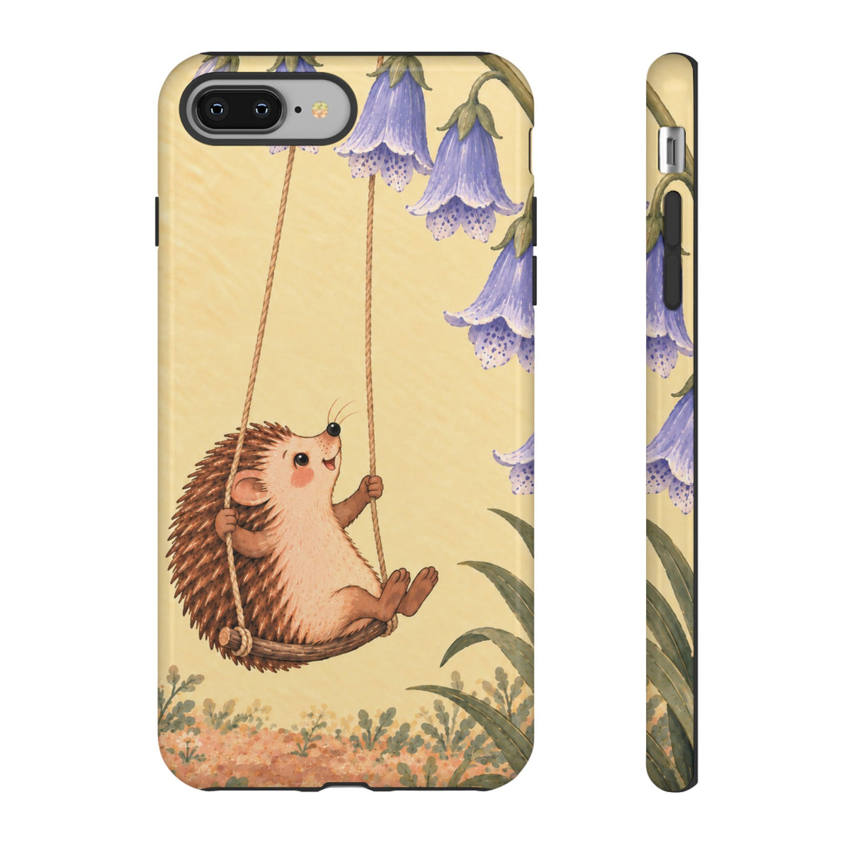 Whimsical Buttercream Hedgehog and Bluebell Phone Case - Yellow Phone Case - iPhone 8 Plus / Glossy
