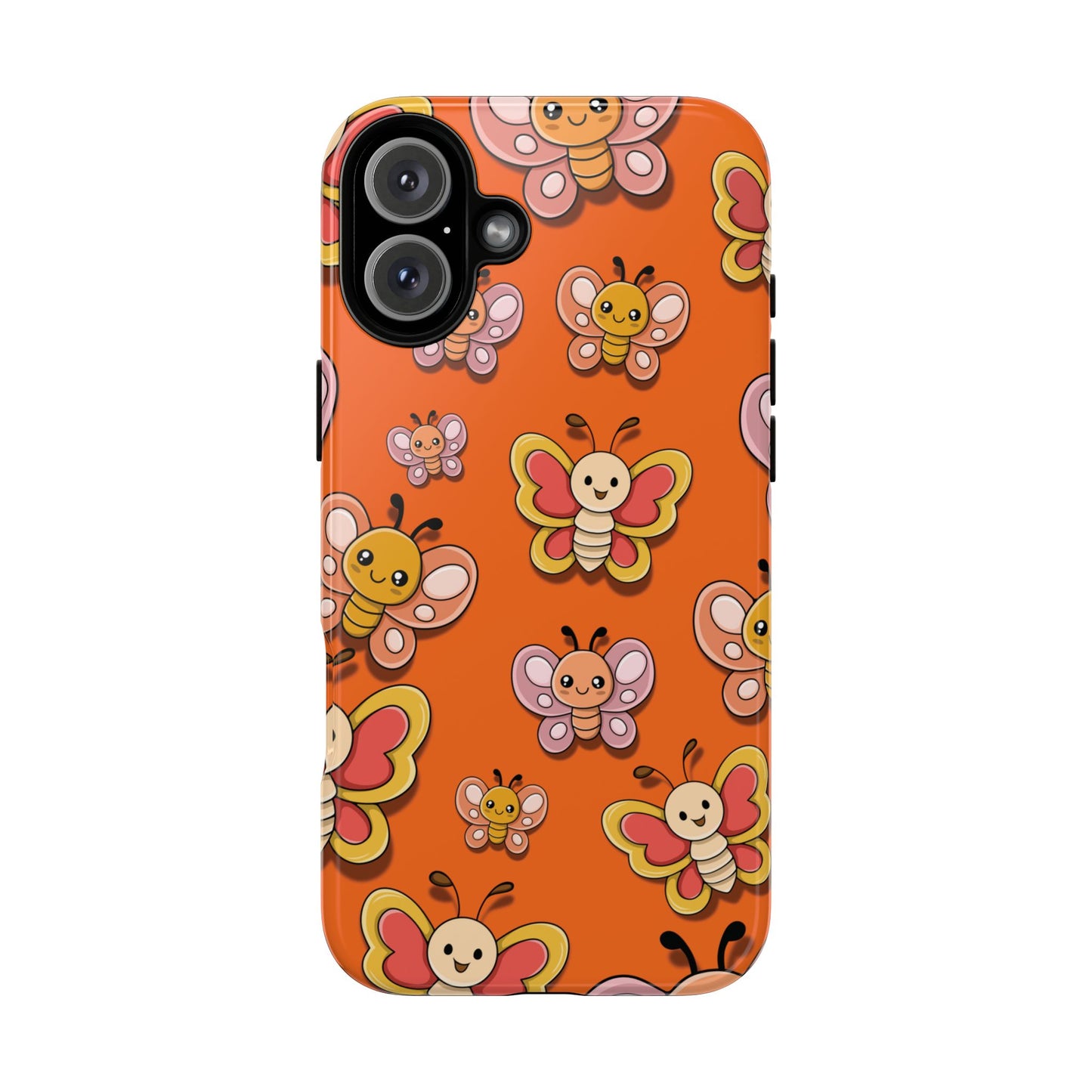 iPhone 16 Plus / Glossy Phone Case - Orange Butterfly Sticker Design Phone Case
