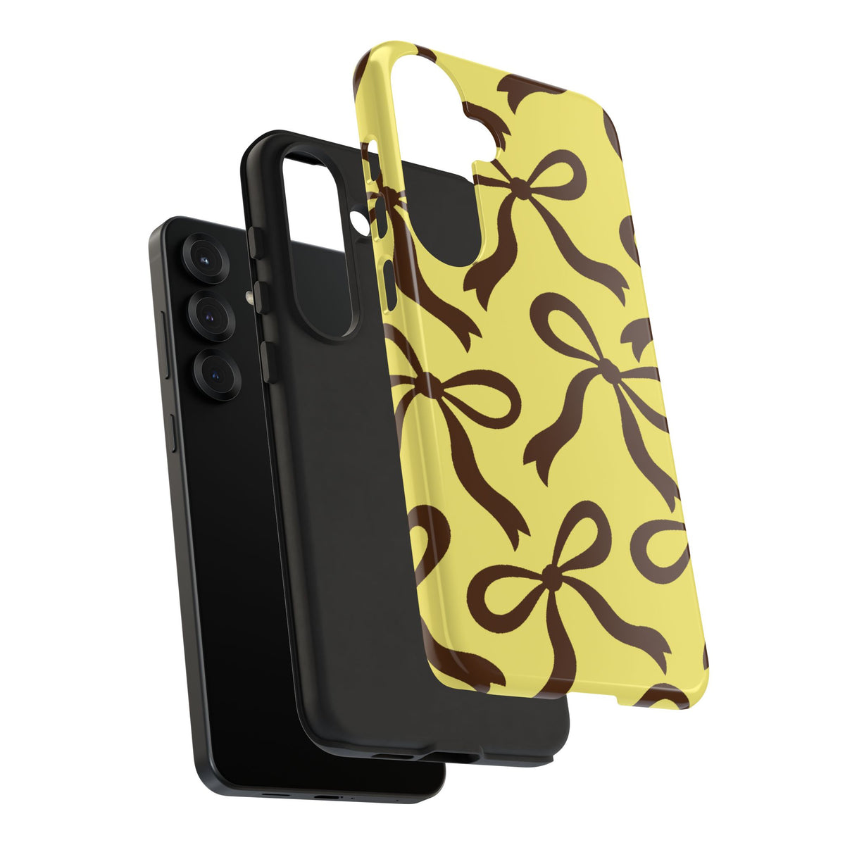 Bold Butter Yellow and Chocolate Brown Bow Pattern Phone Case - Yellow Phone Case