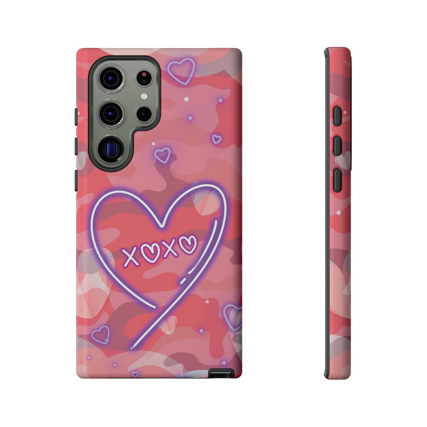 Love Heart Neon Camo Phone Case - Pink Phone Case - Samsung Galaxy S23 Ultra / Glossy