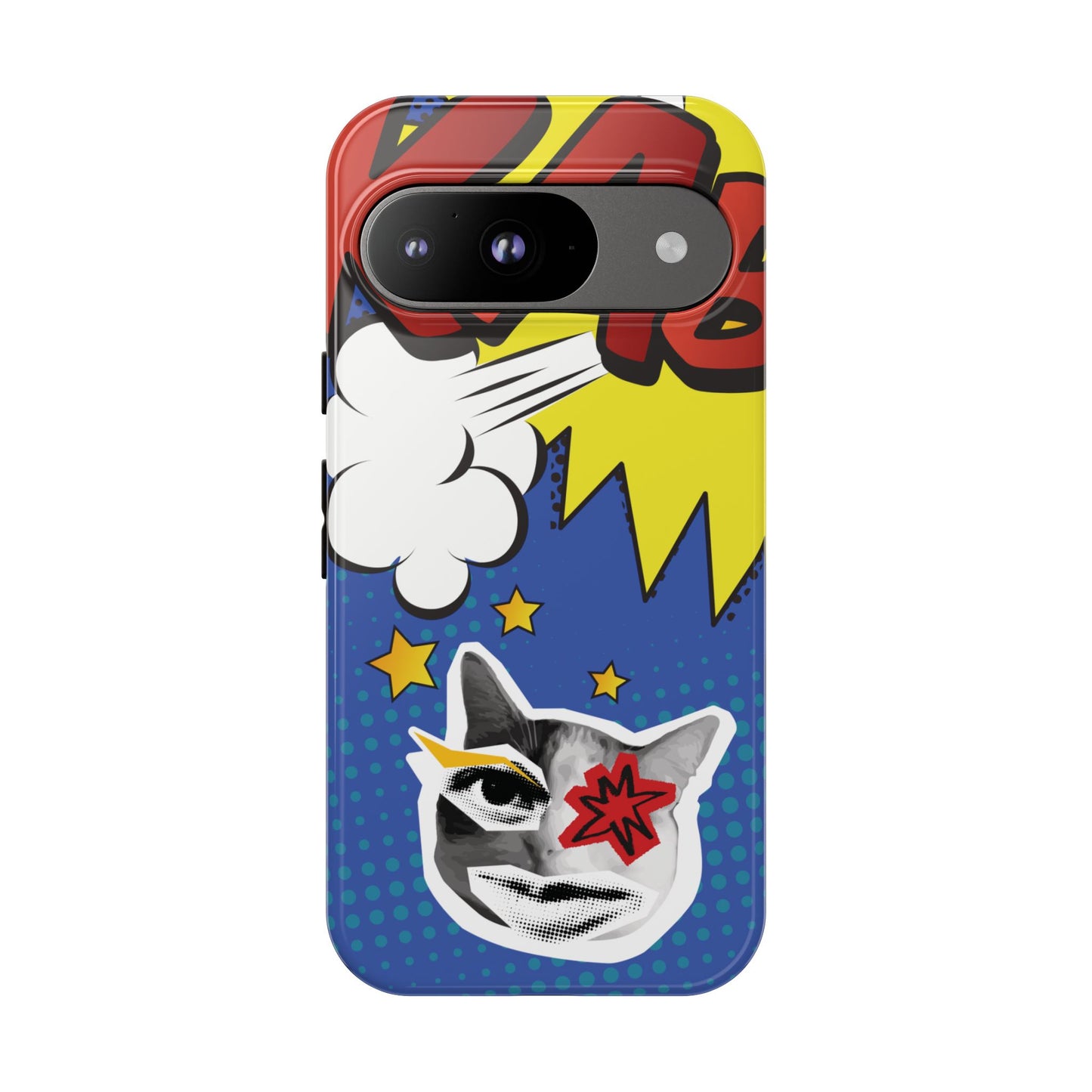Google Pixel 9 / Glossy Phone Case - Bold Blue Pop Art Cat Phone Case