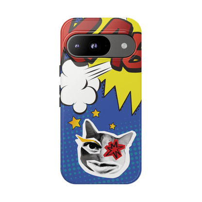 Google Pixel 9 / Glossy Phone Case - Bold Blue Pop Art Cat Phone Case