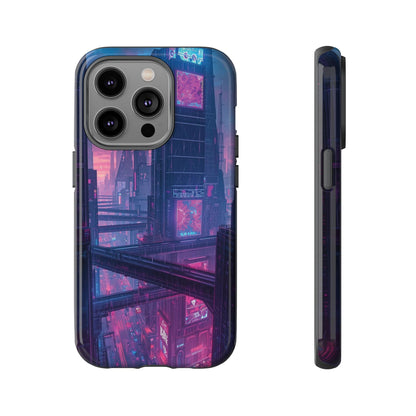 Neon Cyberpunk Megacity Sci-fi Phone Case - Blue Phone Case - iPhone 14 Pro / Glossy