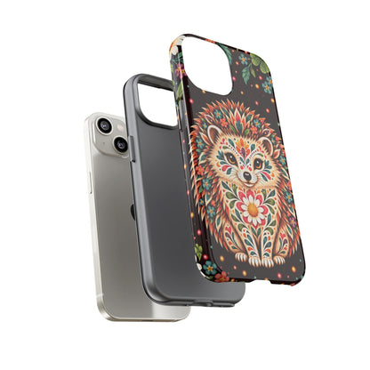 Vibrant Terracotta and Teal Calavera Hedgehog Phone Case - Multicolor Phone Case