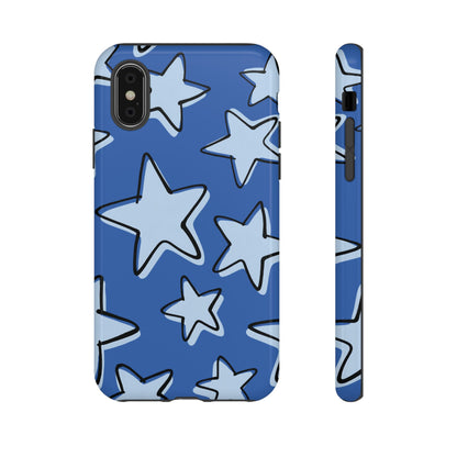 Cobalt Blue Doodle Star Phone Case
