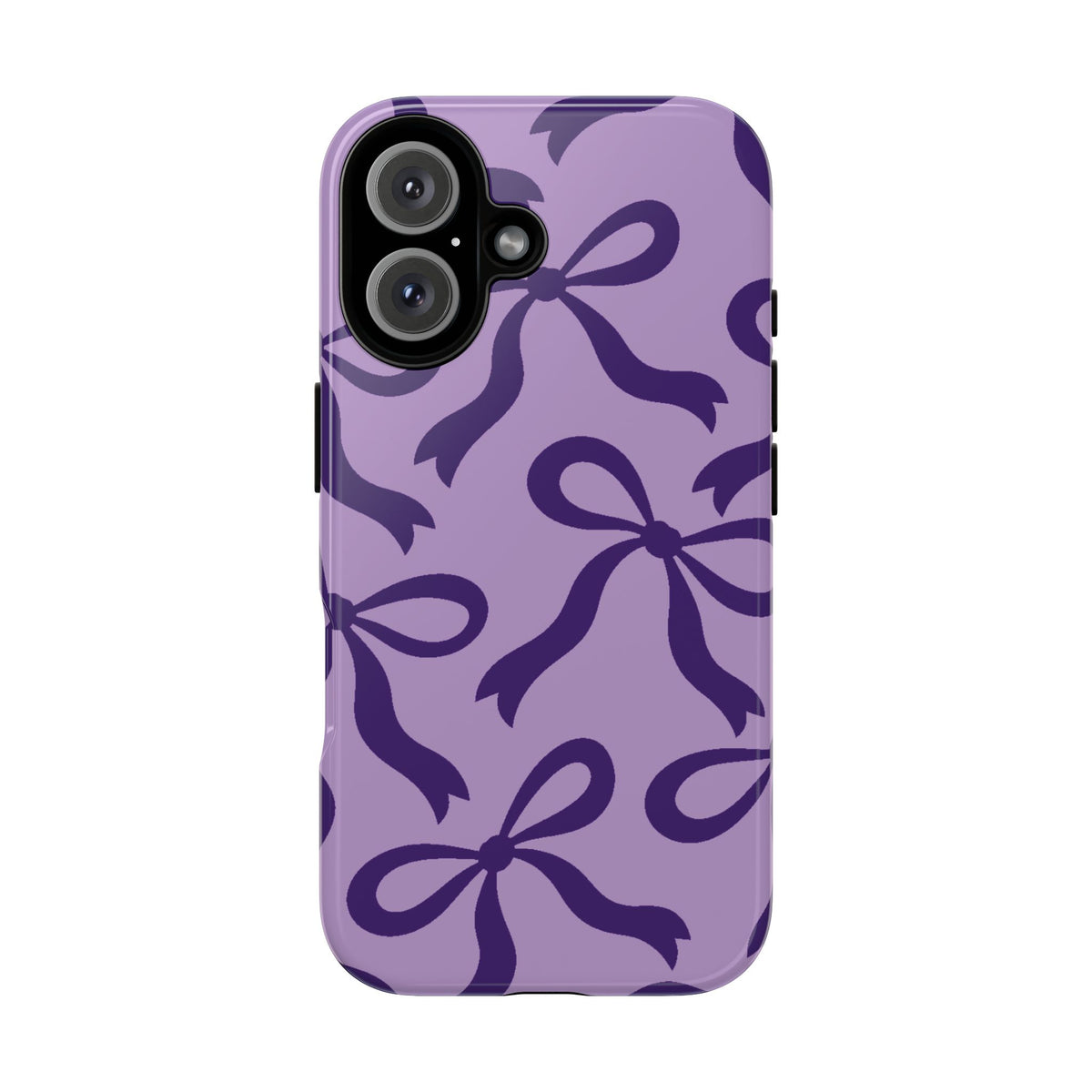 Bold Lilac and Deep Purple Bow Pattern Phone Case - Purple Phone Case - iPhone 16 / Glossy