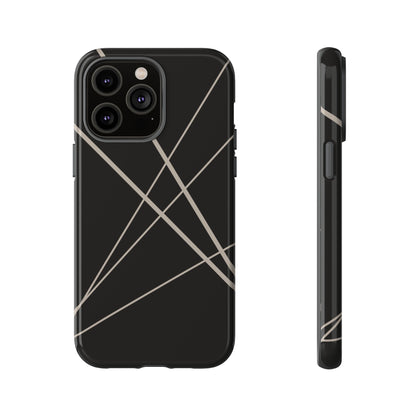 iPhone 14 Pro Max / Glossy Phone Case - Abstract Black with Grey Lines Phone Case