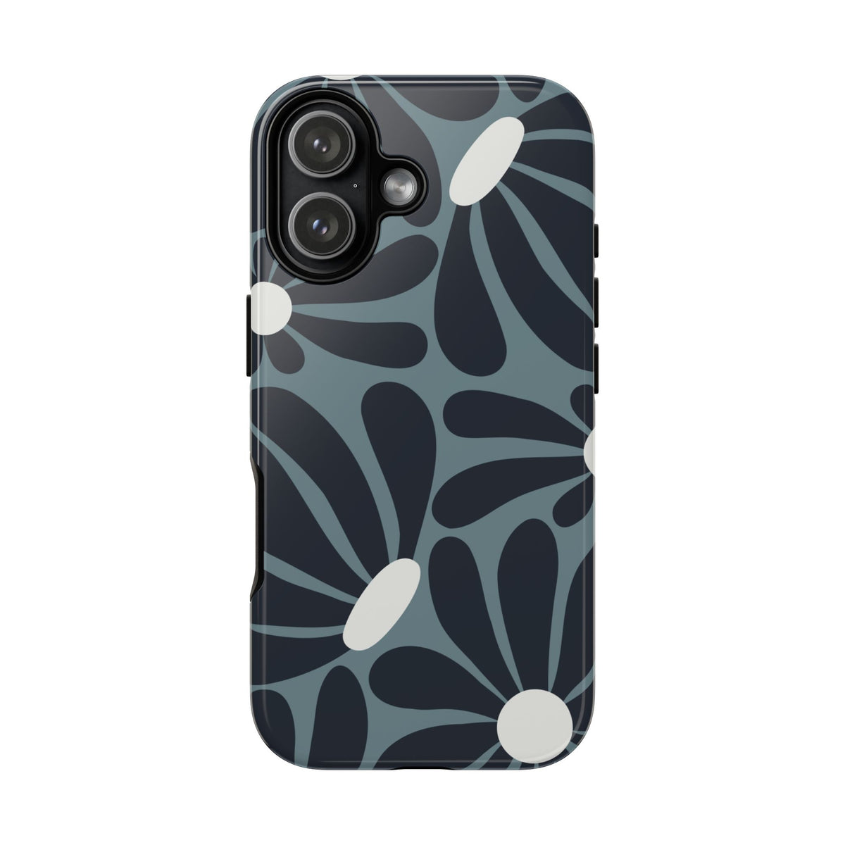 Retro Navy Blue & White Daisy Pattern Phone Case - Blue Phone Case - iPhone 17 / Glossy
