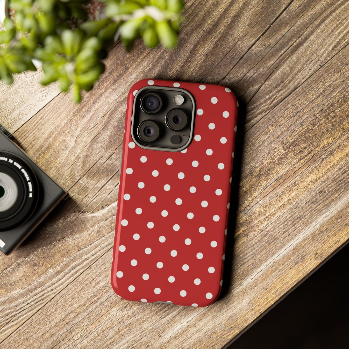 Red with White Dot Pattern Phone Case