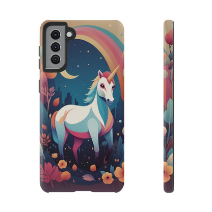 Samsung Galaxy S21 Plus / Glossy Phone Case - Stylised Unicorn & Rainbow Design Phone Case