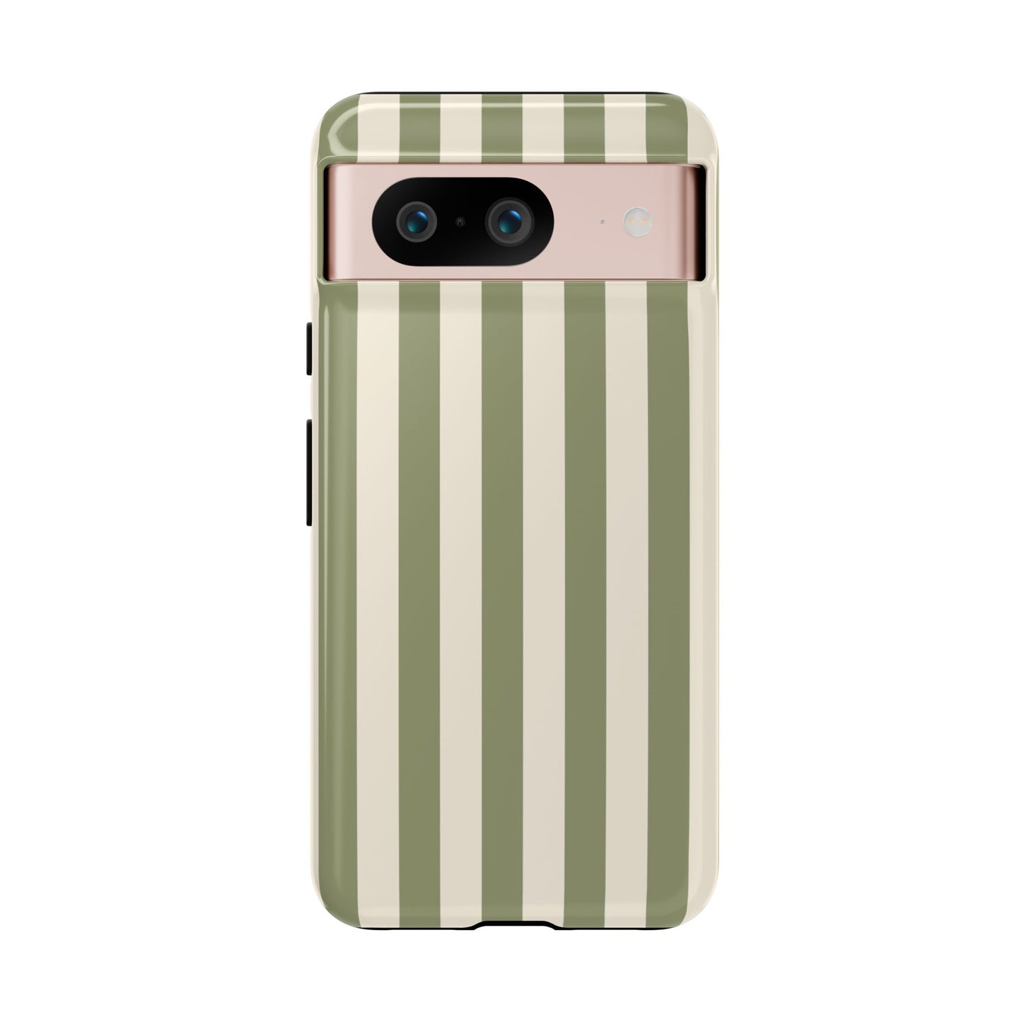 Google Pixel 8 / Glossy Phone Case - ’Olive & Beige Stripe Pattern’ Phone Case