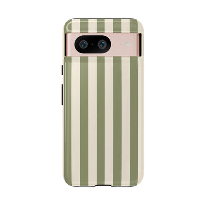 Google Pixel 8 / Glossy Phone Case - ’Olive & Beige Stripe Pattern’ Phone Case