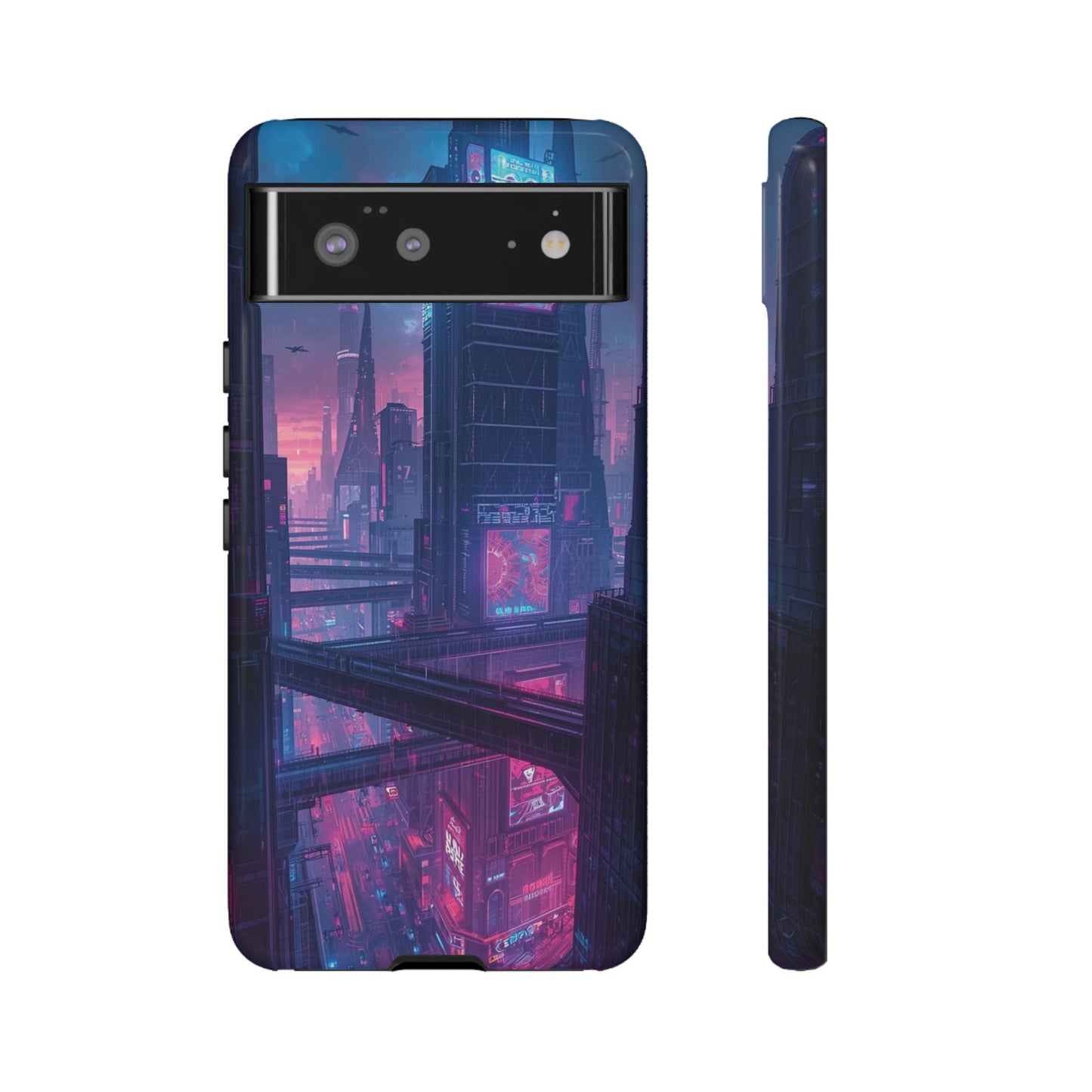 Neon Cyberpunk Megacity Sci-fi Phone Case - Blue Phone Case - Google Pixel 6 / Glossy