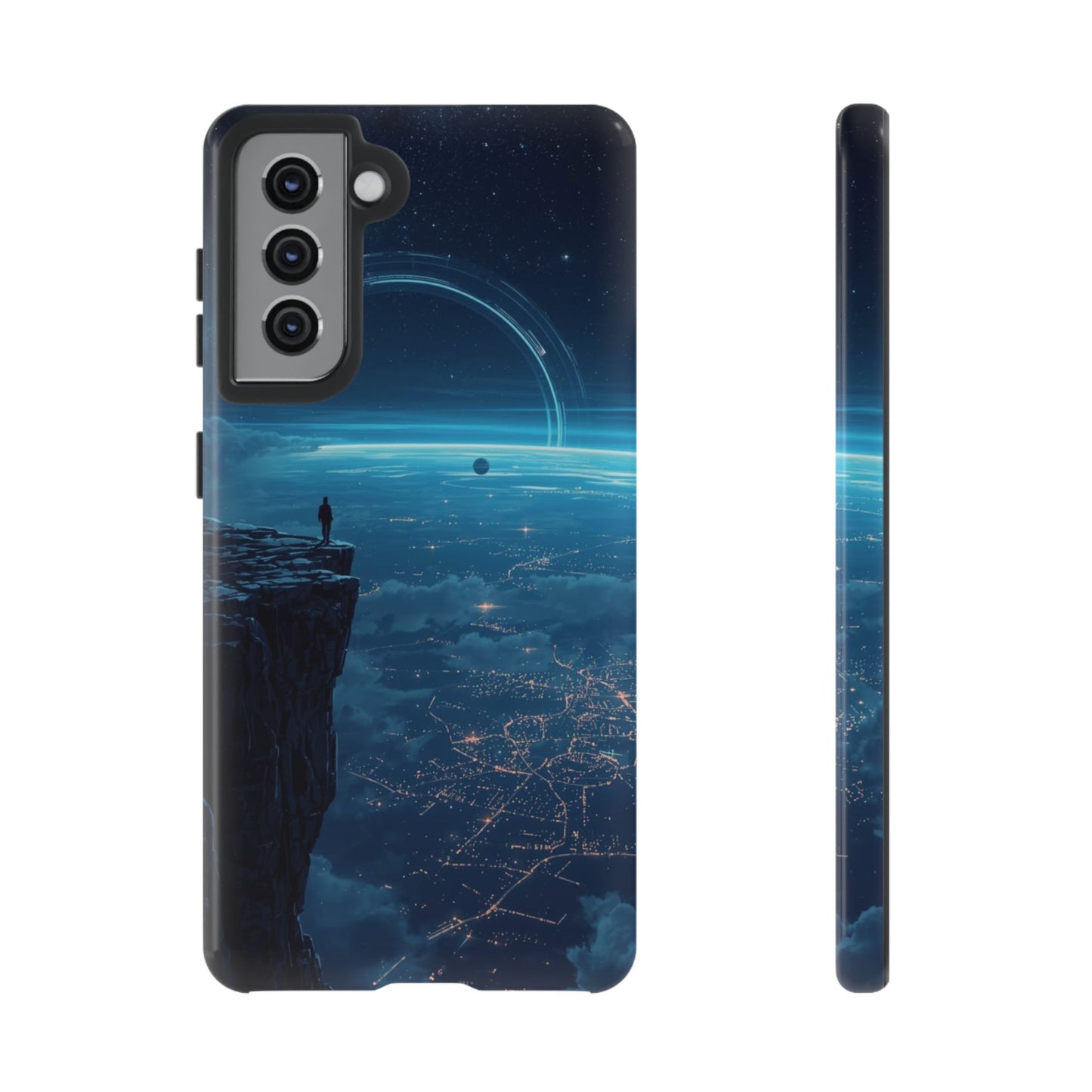 Samsung Galaxy S21 / Glossy Phone Case - Orbital Ring Horizon Sci-fi Phone Case