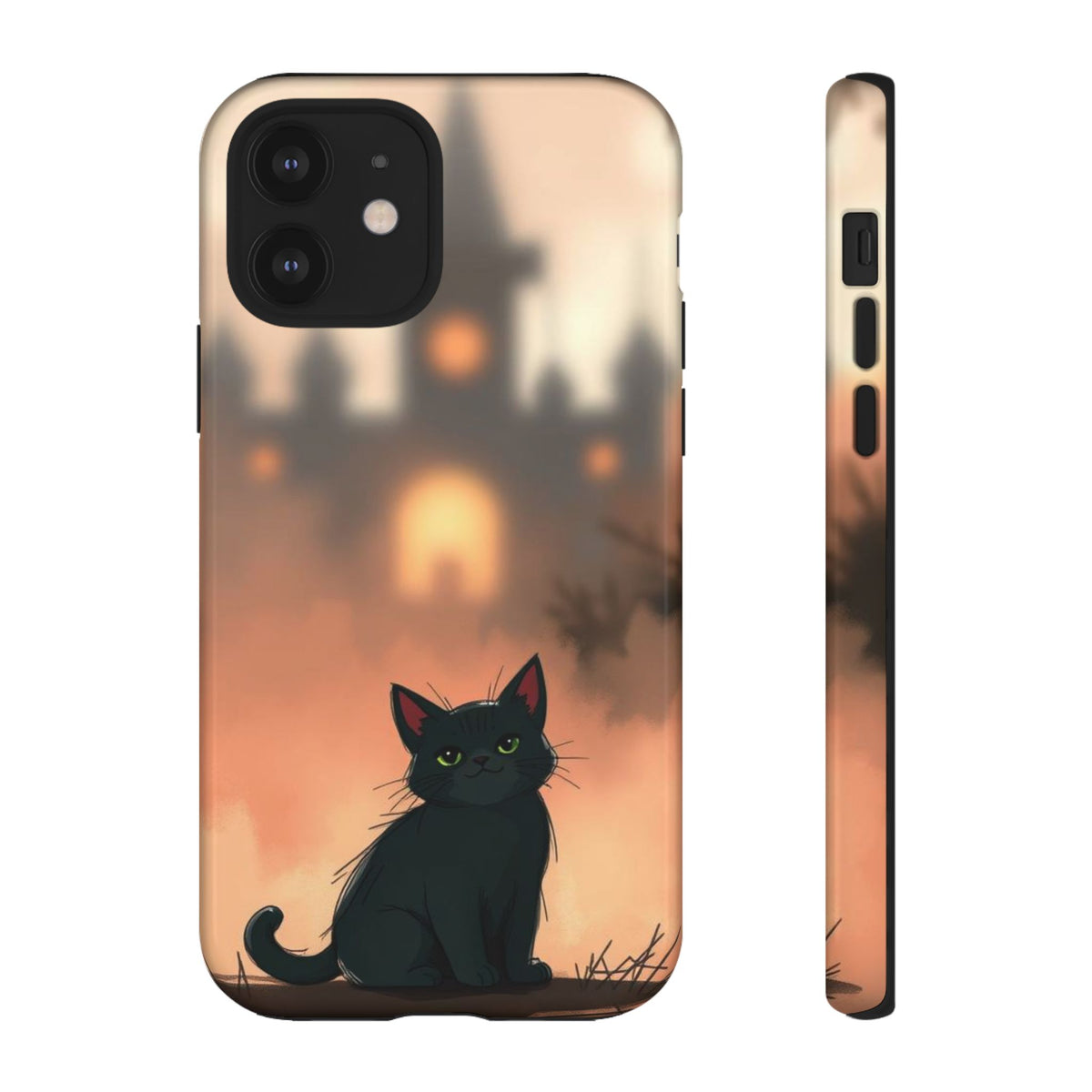 Cute Gothic Cat Design Phone Case - Multicolor Phone Case - iPhone 12 / Glossy