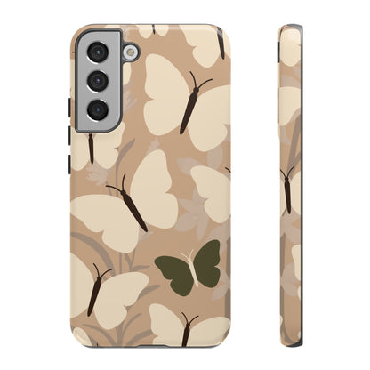 Minimalist Beige Butterfly Pattern Phone Case - Beige Phone Case - Samsung Galaxy S22 Plus / Glossy