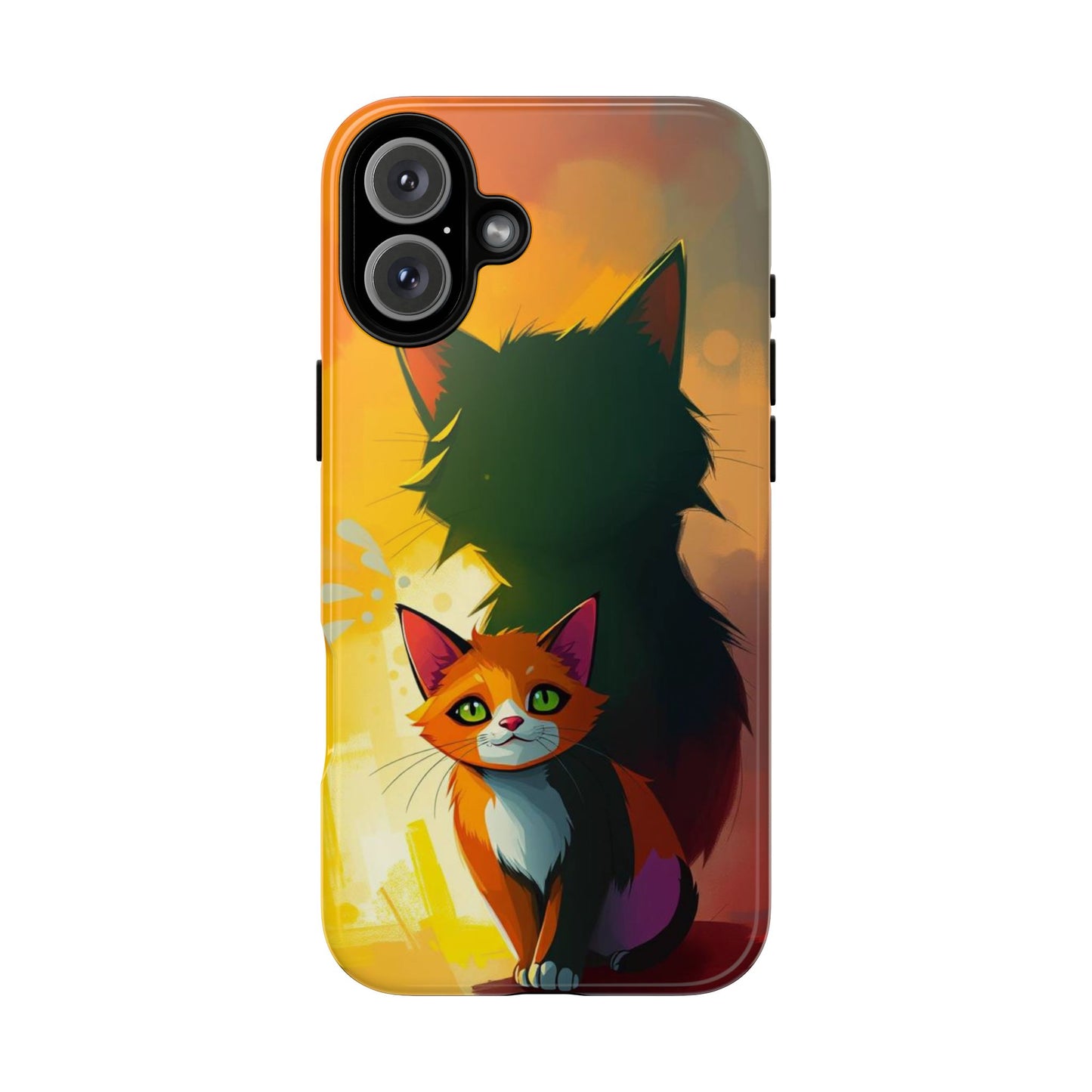 iPhone 16 Plus / Glossy Phone Case - Acrylic Style Shadow Cat Design Phone Case