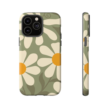 Retro Green Daisy Pattern #2 Phone Case - Green Phone Case - iPhone 14 Pro Max / Glossy