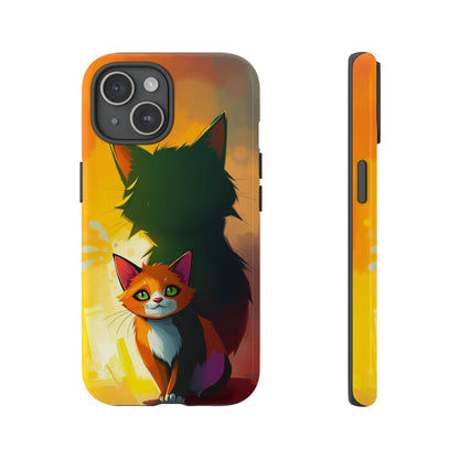 iPhone 15 / Glossy Phone Case - Acrylic Style Shadow Cat Design Phone Case