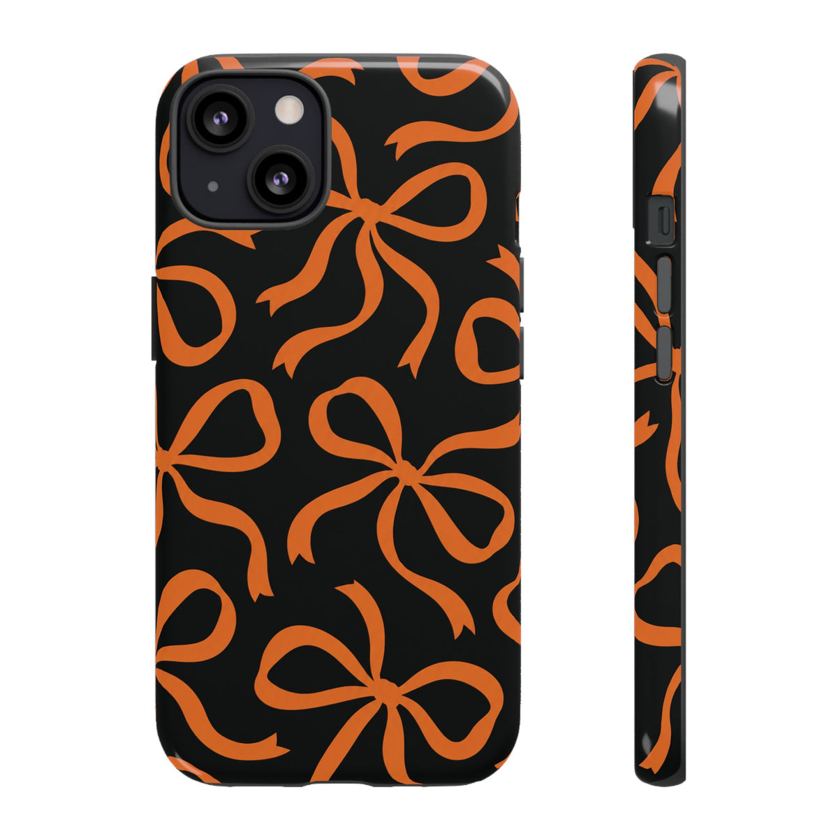 Bold Black and Burnt Orange Bow Pattern Phone Case