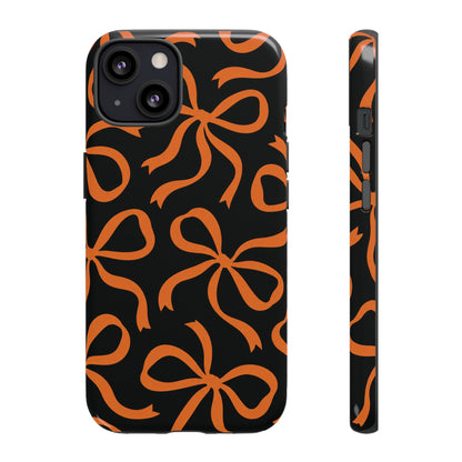 Bold Black and Burnt Orange Bow Pattern Phone Case