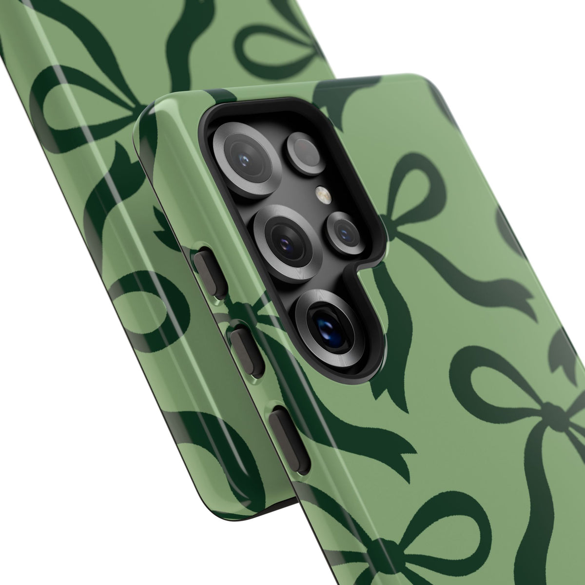 Bold Sage Green and Forest Green Bow Pattern Phone Case - Green Phone Case