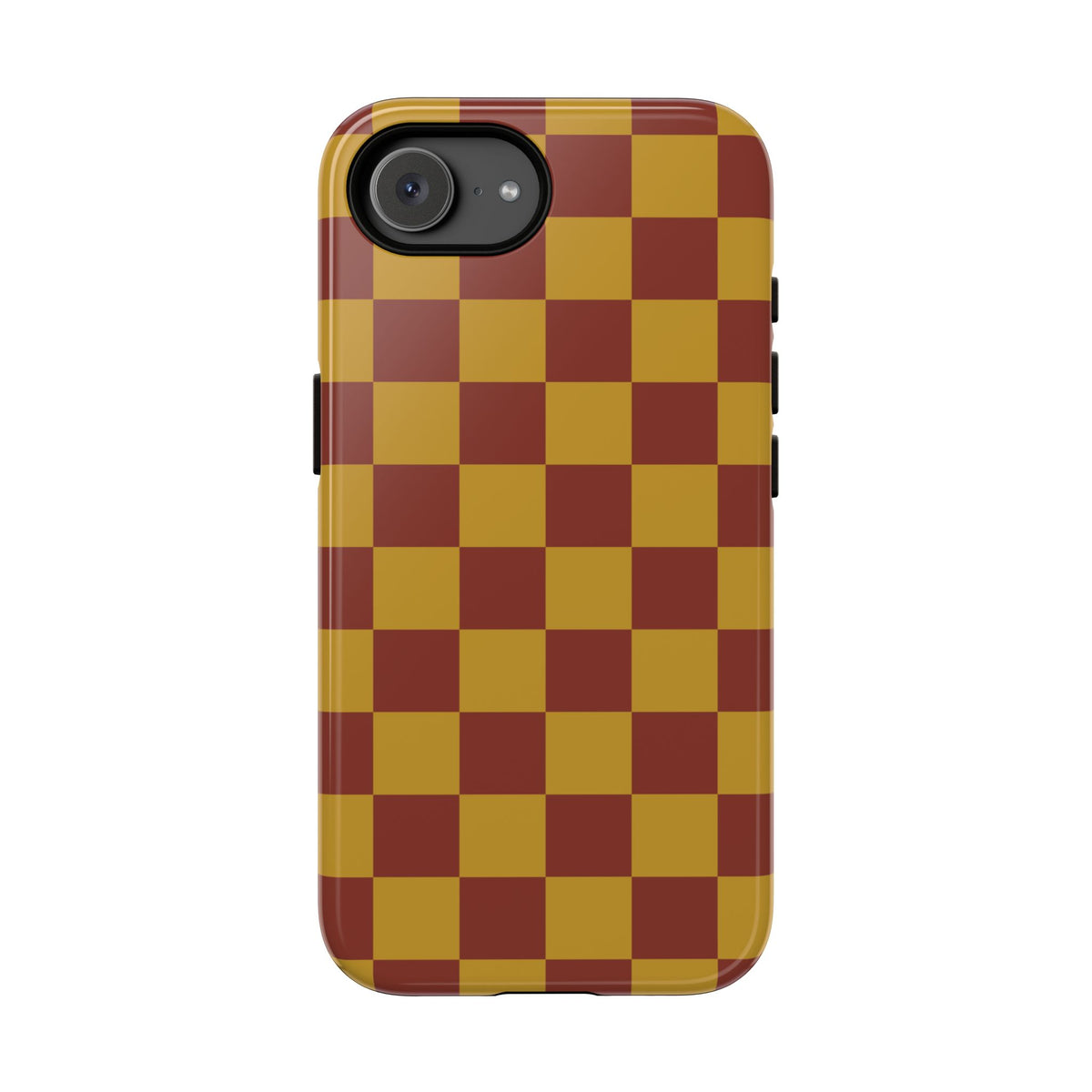 Trendy Mustard & Burgandy Checked Pattern Phone Case - Brown Phone Case - iPhone 17e / Glossy