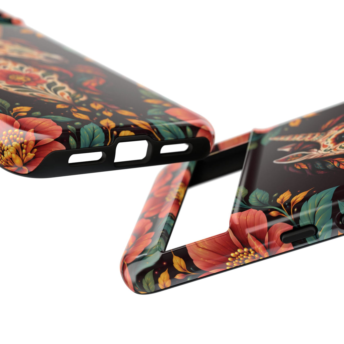 Elegant Terracotta and Teal Calavera Unicorn Phone Case - Phone Case