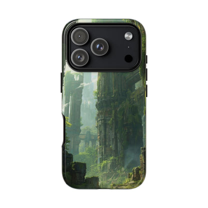 iPhone 17 Pro / Glossy Phone Case - Overgrown Future Ruins Sci-fi Phone Case
