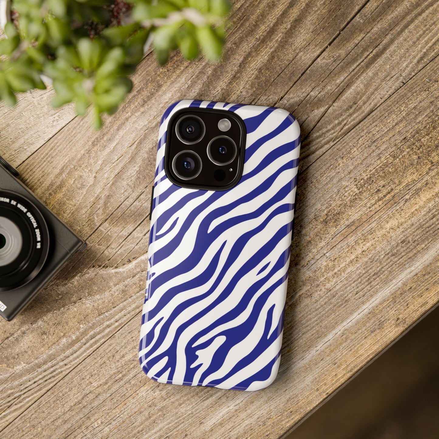 Stylish Electric Blue Zebra Print Phone Case
