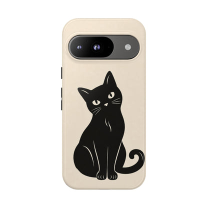 Minimalist Cream & Black Cat Phone Case