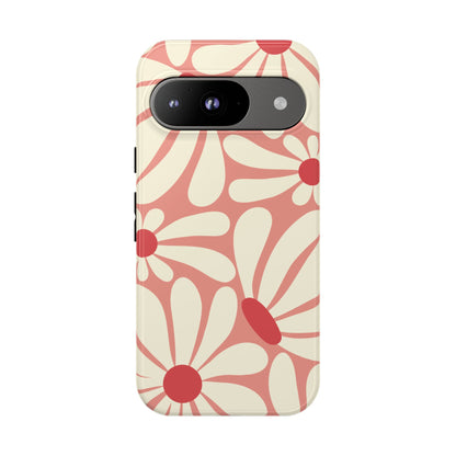 Google Pixel 9 / Glossy Phone Case - ’Retro Pink Daisy Pattern’ Phone Case