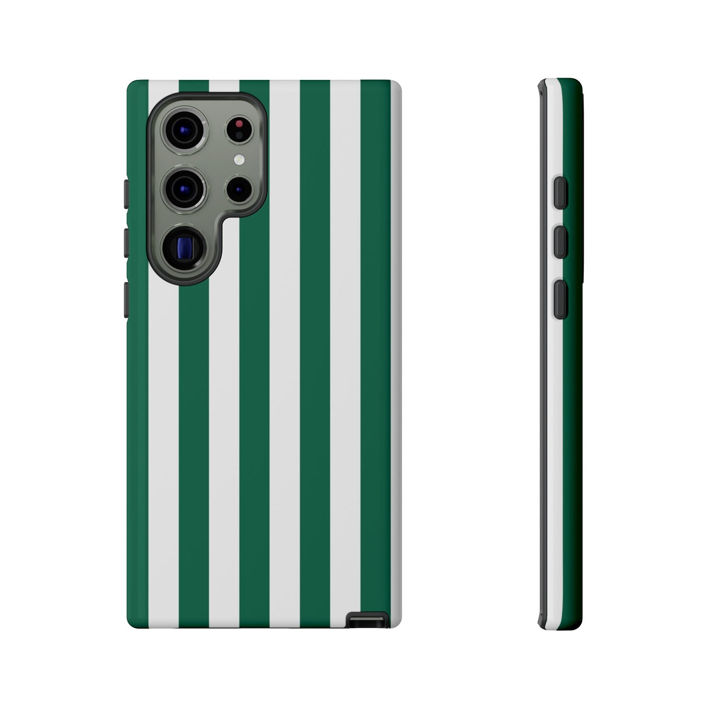 Samsung Galaxy S23 Ultra / Glossy Phone Case - Simple Green & White Stripe Pattern Phone Case