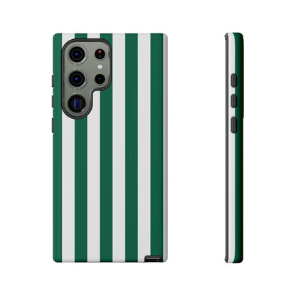 Samsung Galaxy S23 Ultra / Glossy Phone Case - Simple Green & White Stripe Pattern Phone Case