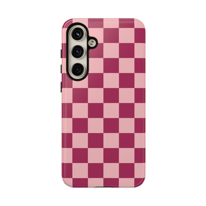 Pink Checked Pattern Phone Case - Pink Phone Case - Samsung Galaxy S24 Plus / Glossy