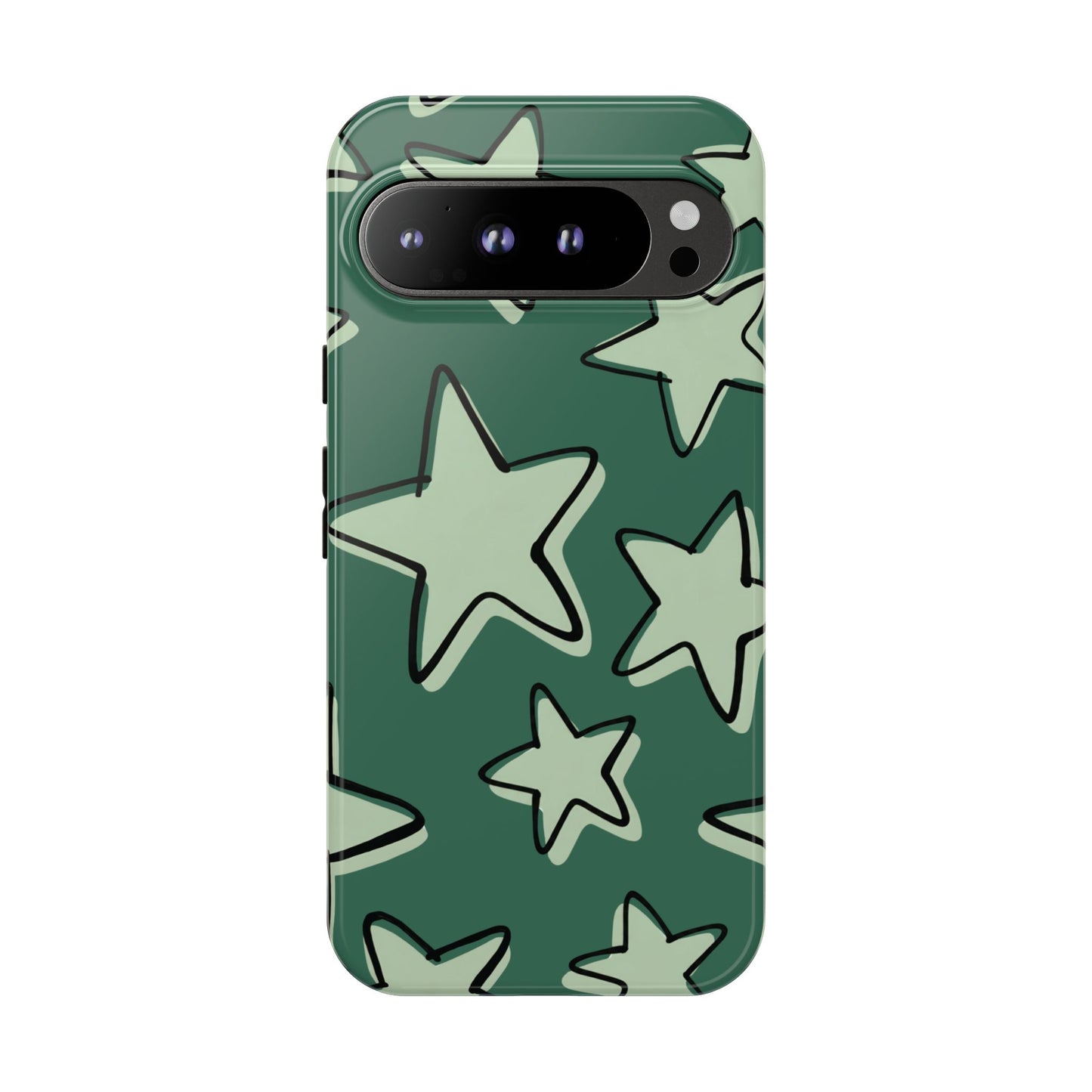 Forest Green Doodle Star Phone Case