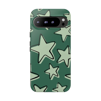 Forest Green Doodle Star Phone Case
